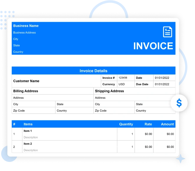 Commercial Invoice for Export