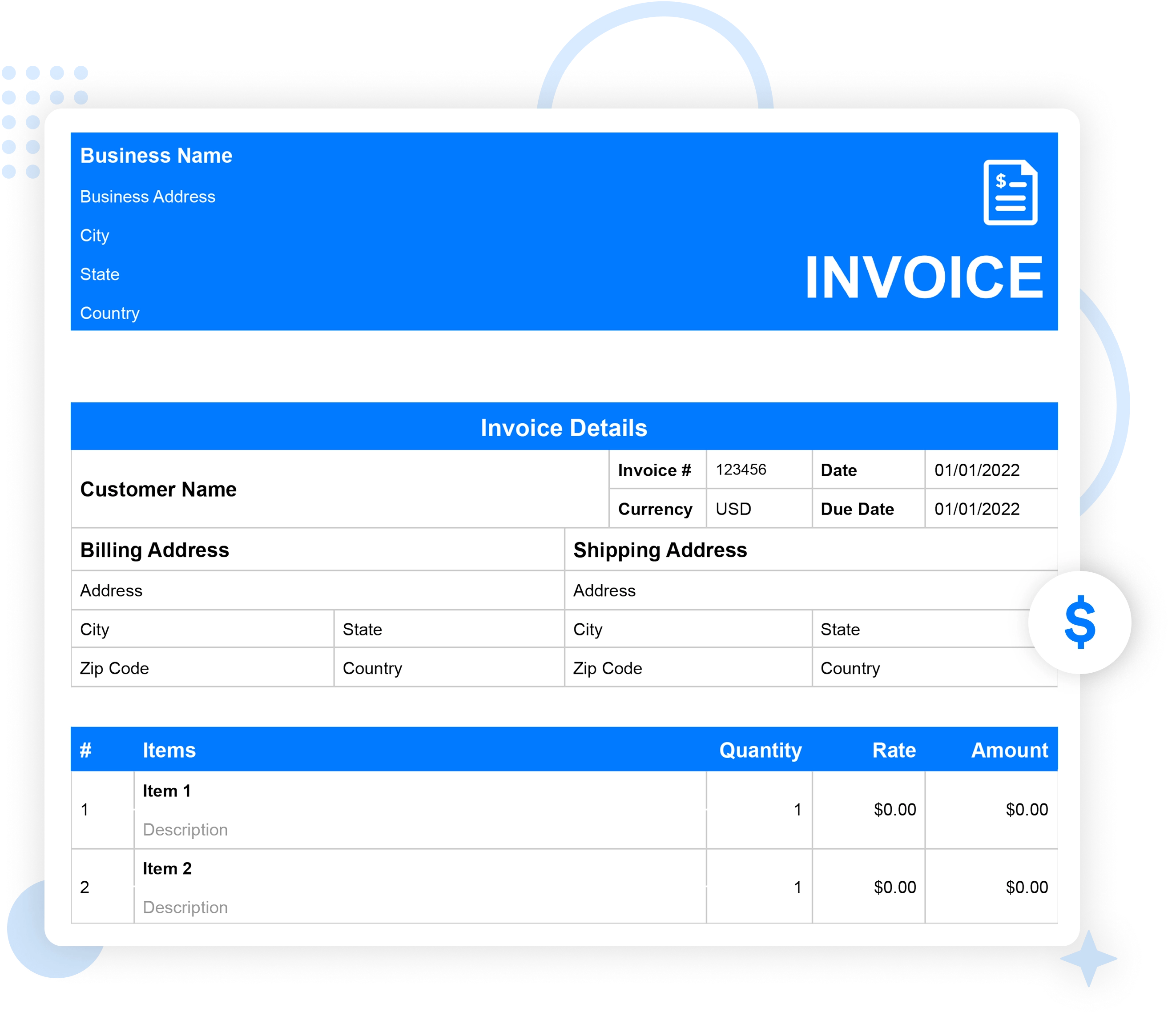Hourly Invoice Template  