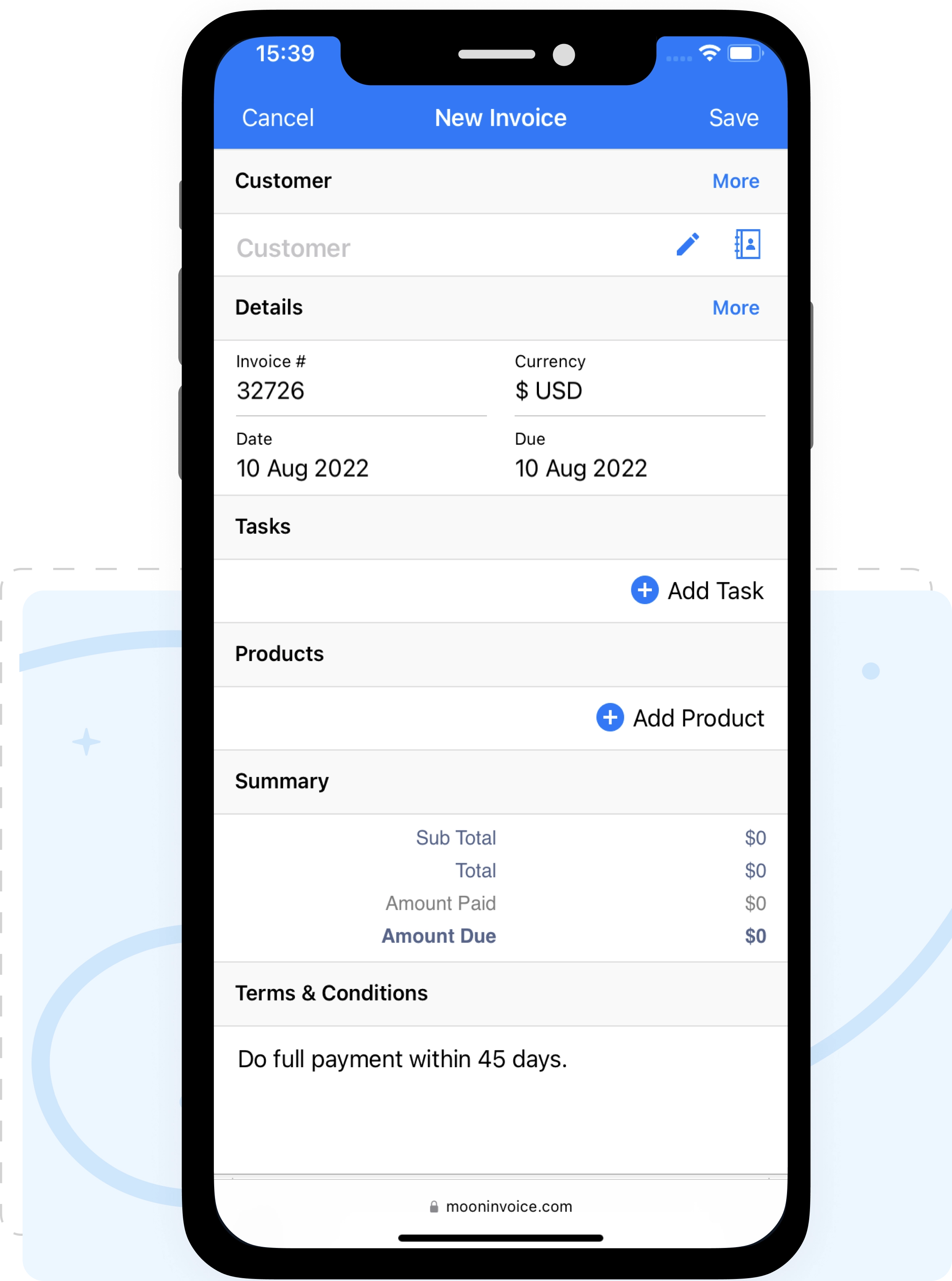 How to Make an Invoice on iPhone with Moon Invoice