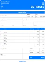 blue estimate template