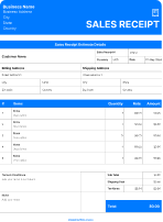 blue sales reciept template