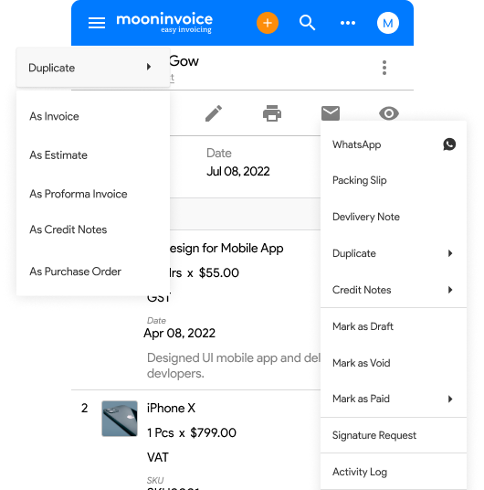 Duplicate credit notes & signature request