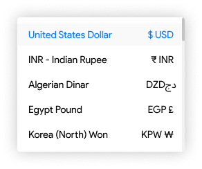 Multiple currency & language
