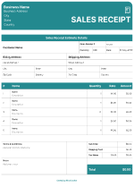 green sales reciept template