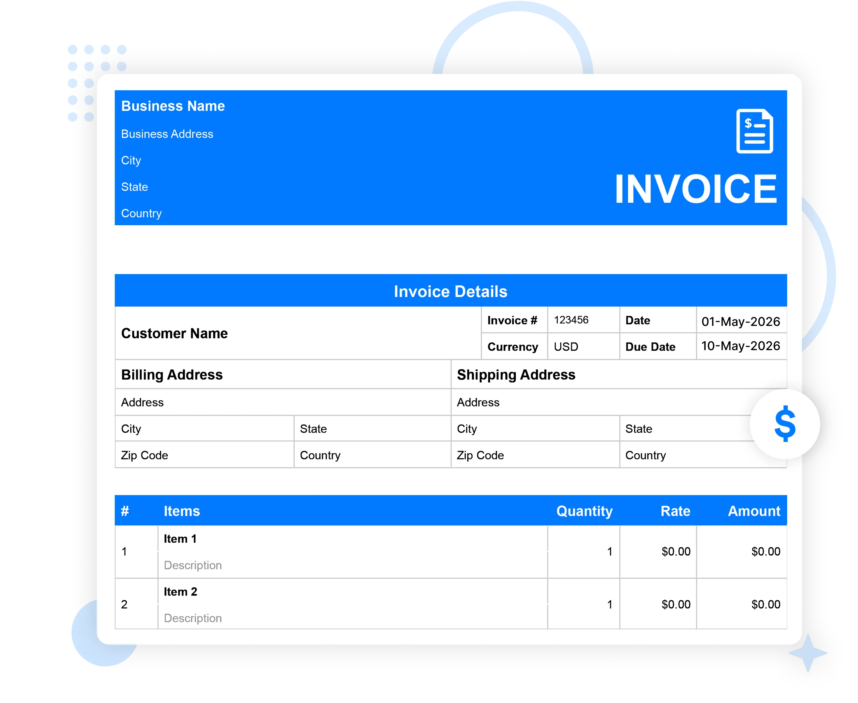 Tutoring Invoice Template