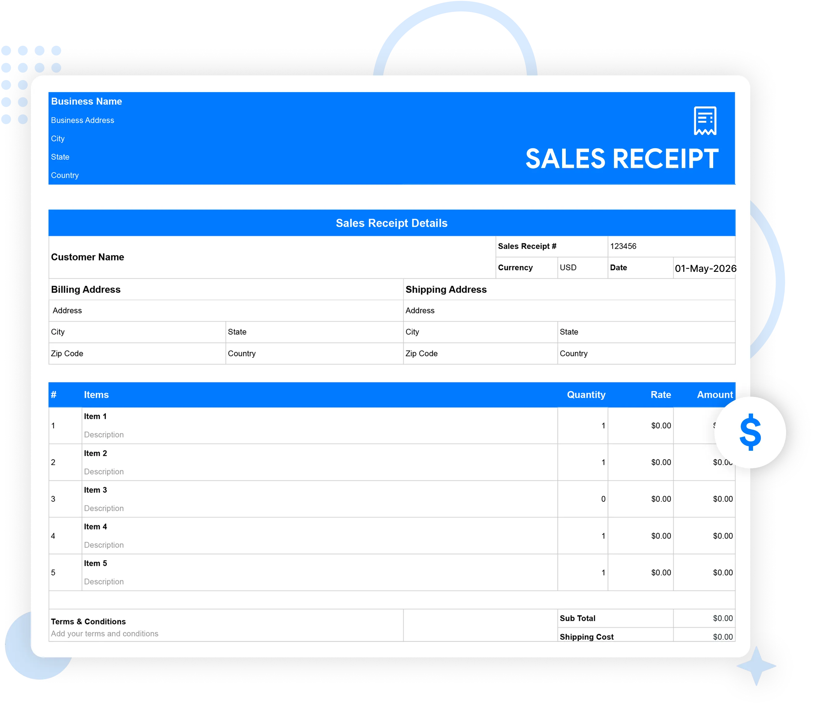 Roofing Receipt Template