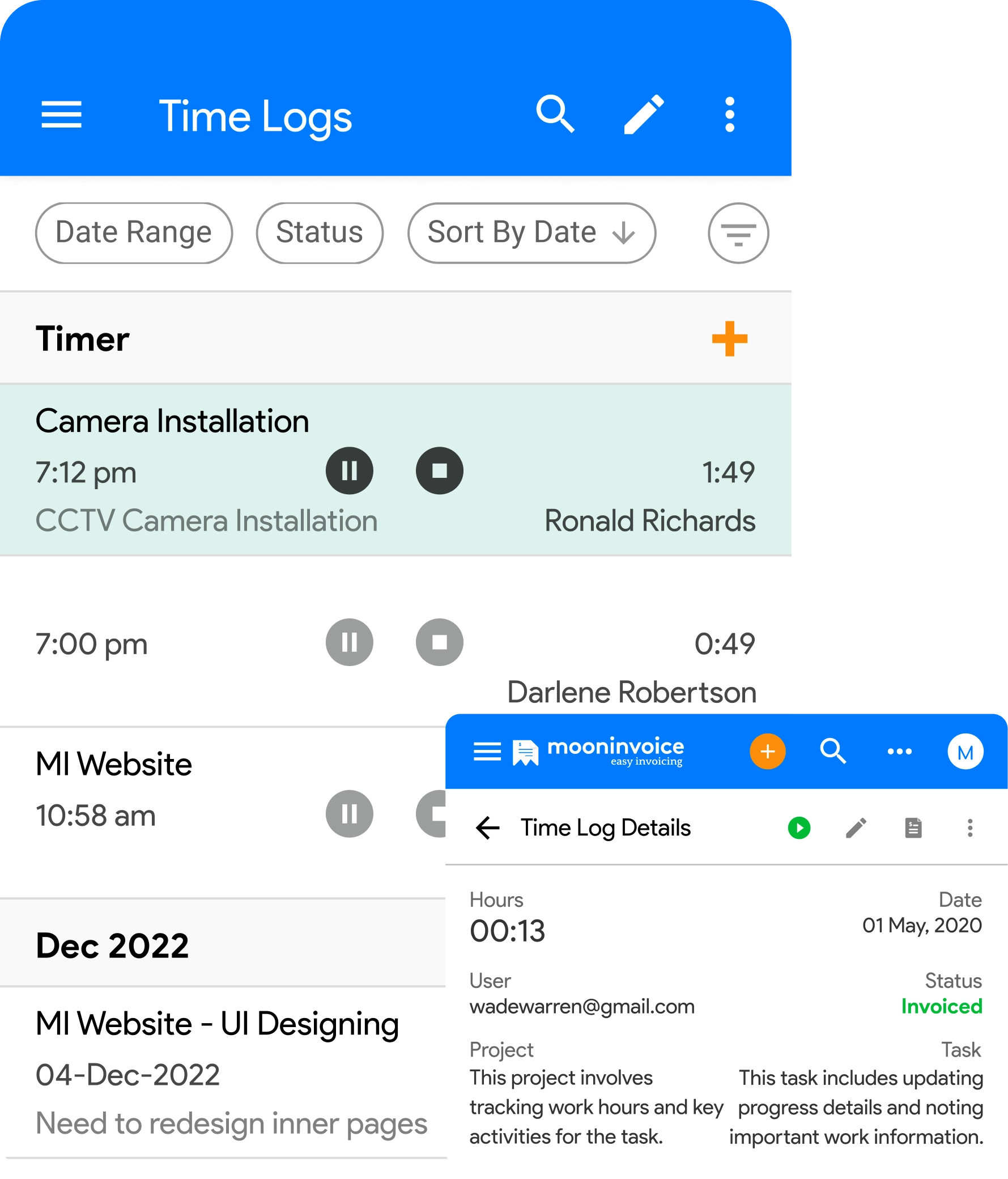 In/out time logging