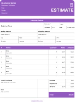 violet estimate template