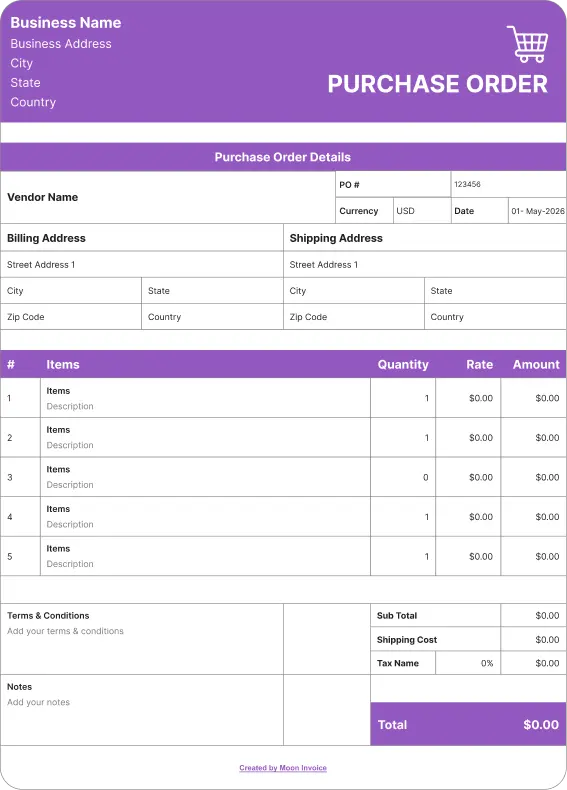 Planned Purchase Order (PPO) Template