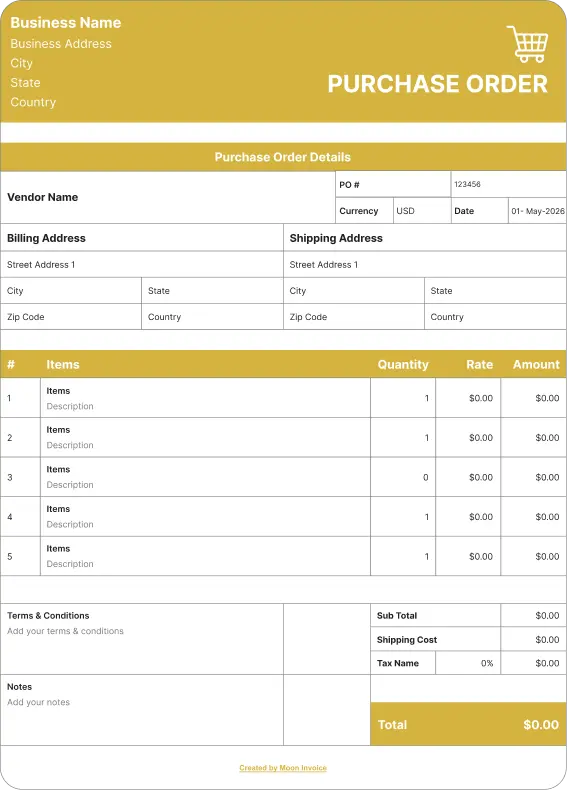 Blanket Purchase Order (BPO) Template