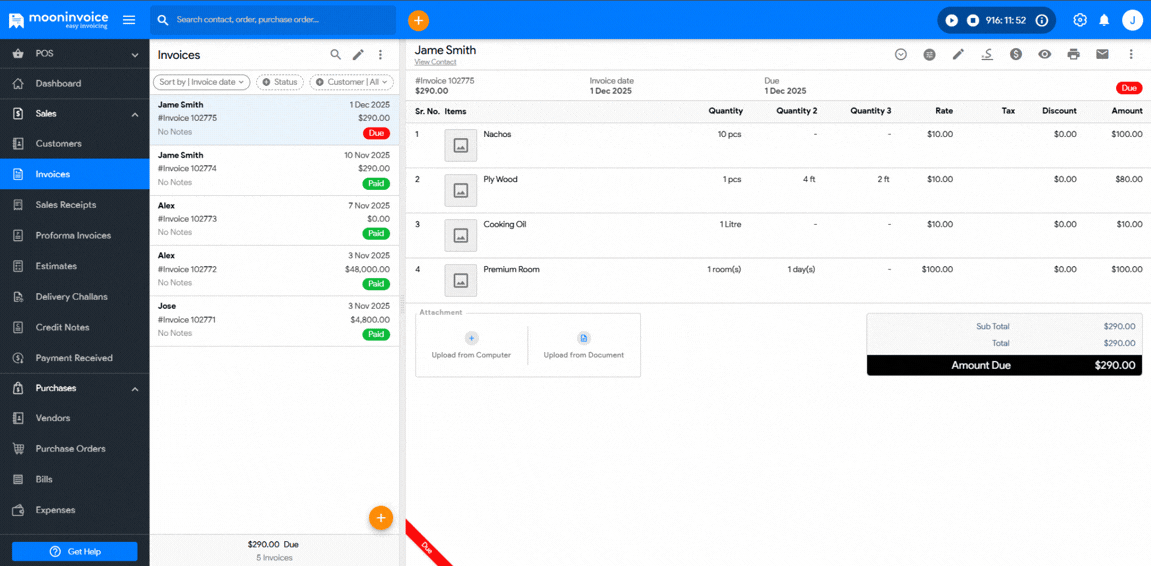 Smarter Invoice Lookup  & Payment Reminder History