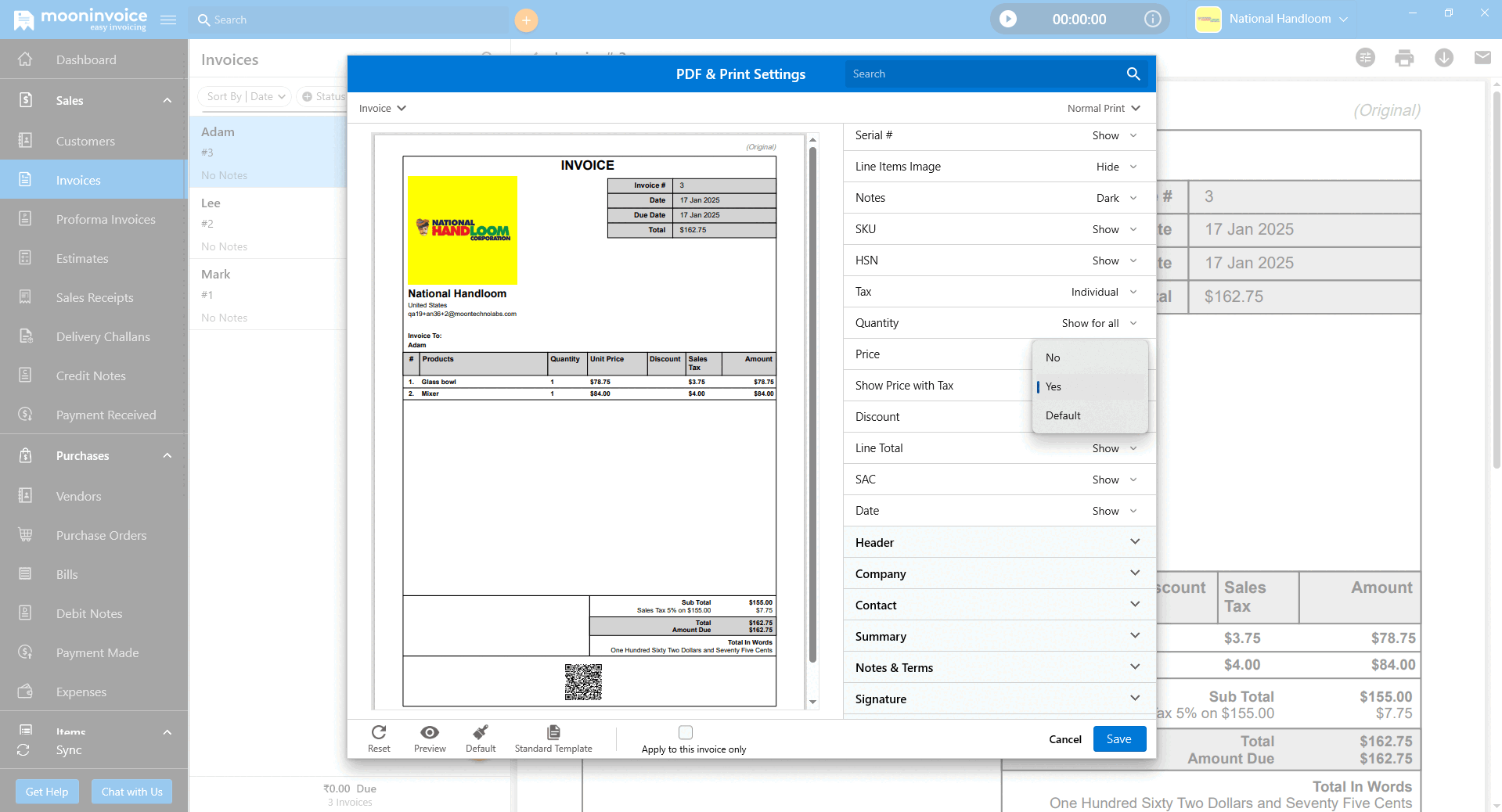 Updated PDF Settings and Enhanced Line Item View