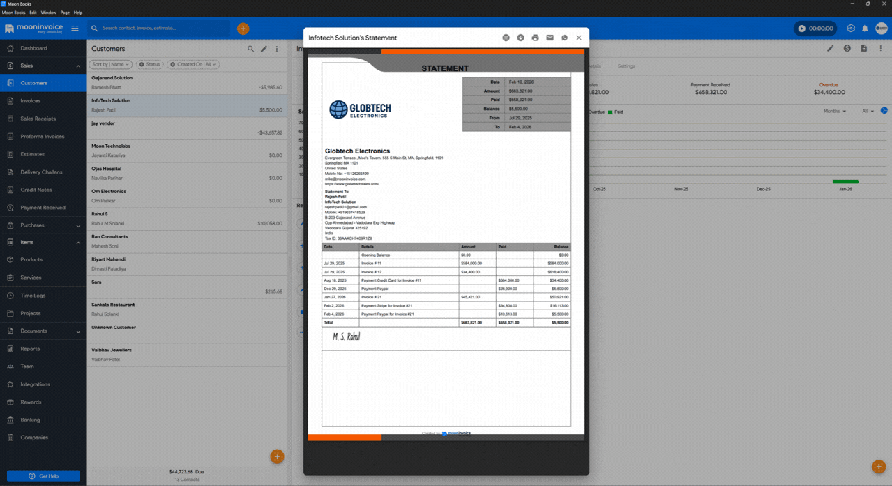 Improved Customer Financial Export & Easier Statement Sharing on WhatsApp