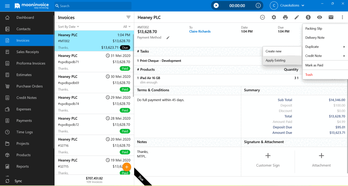 Apply & Use Credit Notes With a Click!