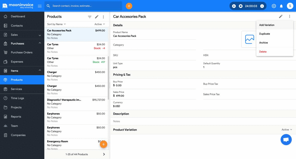 Add & Manage Products with Type & Size Variations